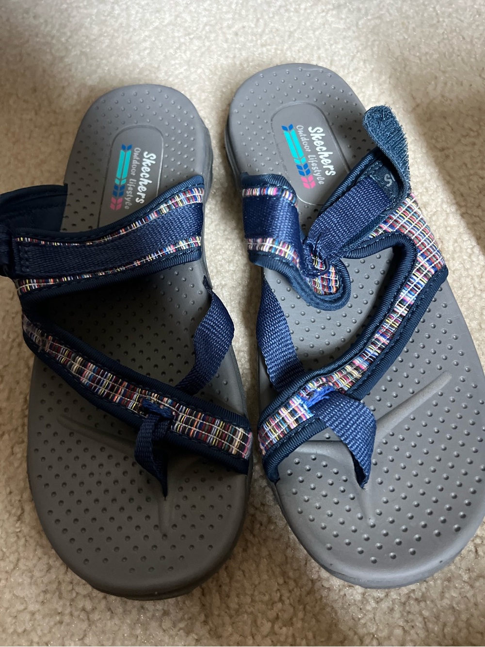 Skechers Navy Blue Multicolor Strap Kids Sandals